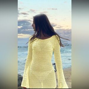 SHEIN Crochet Knit Coverup Dress BLACK    NWT